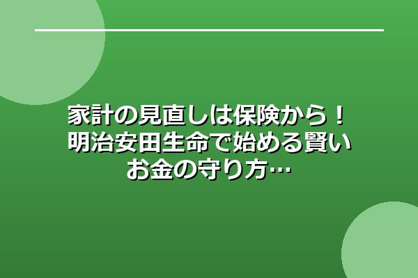 家計の見直しは保険から!明治安田生命で始める賢いお金の守り方