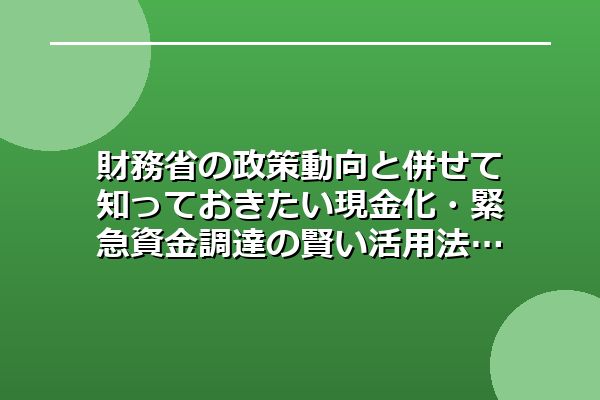 財務省の政策動向と併せて知っておきたい現金化・緊急資金調達の賢い活用法
